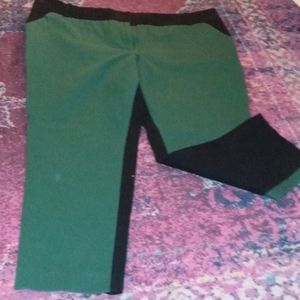 Green Front/Black Back Crop Work Pants